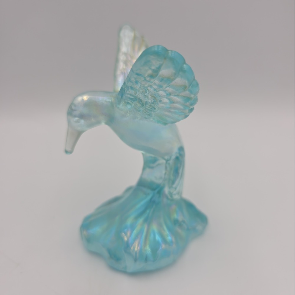 Vintage Fenton Iridescent Celeste Blue Hummingbird Figurine 4" Tall